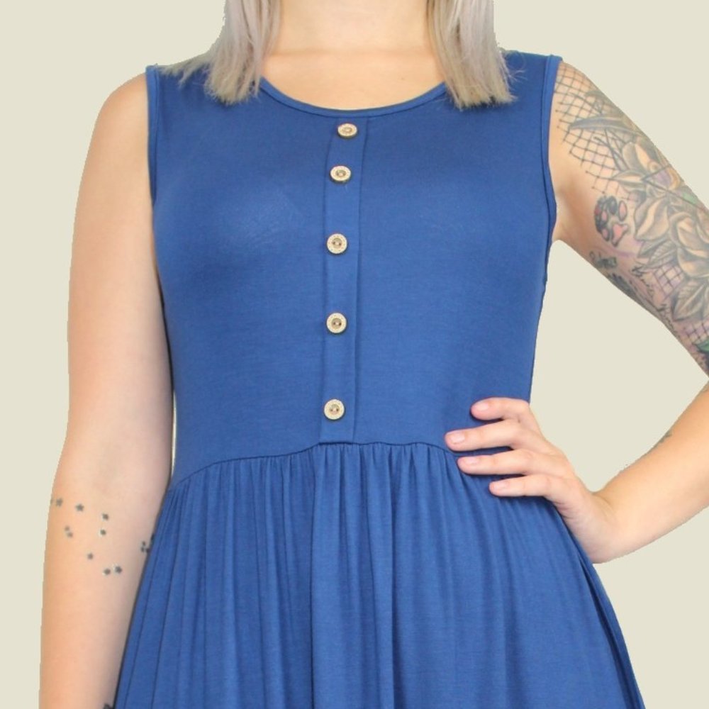 Sleeveless Midi Button Dress